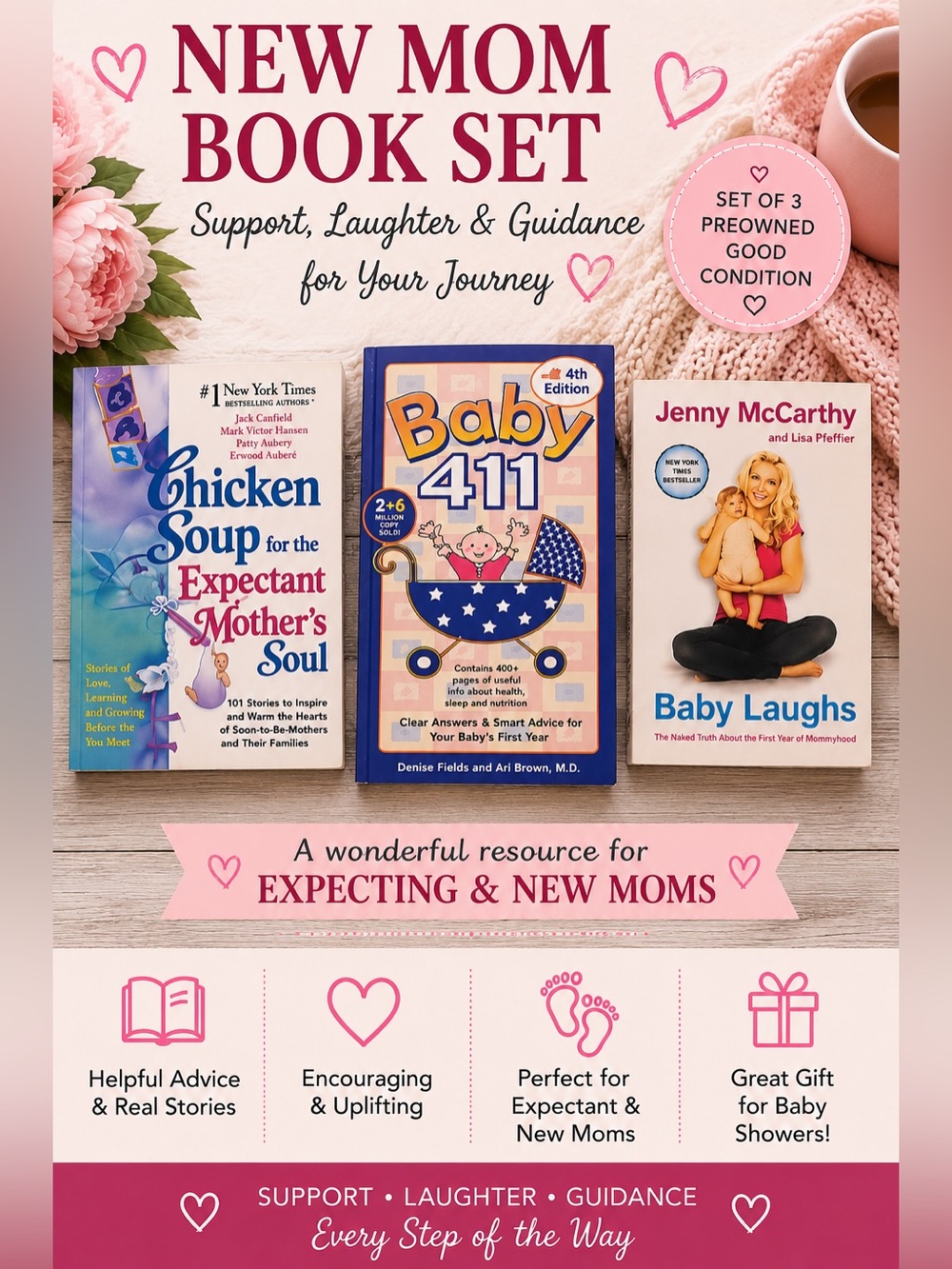 New Mom Books | New Baby Books | Books for the Expectant Mother - Set of 3